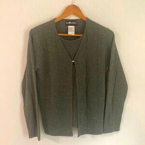 SAG Harbor S Gray Cardigan W/ Built IN Top
